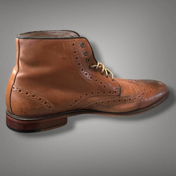 Men\'s Sz 12 JOSEPH ABBOUD Brown Leather Wingtip Brogue Boots Excellent Condition main image 9